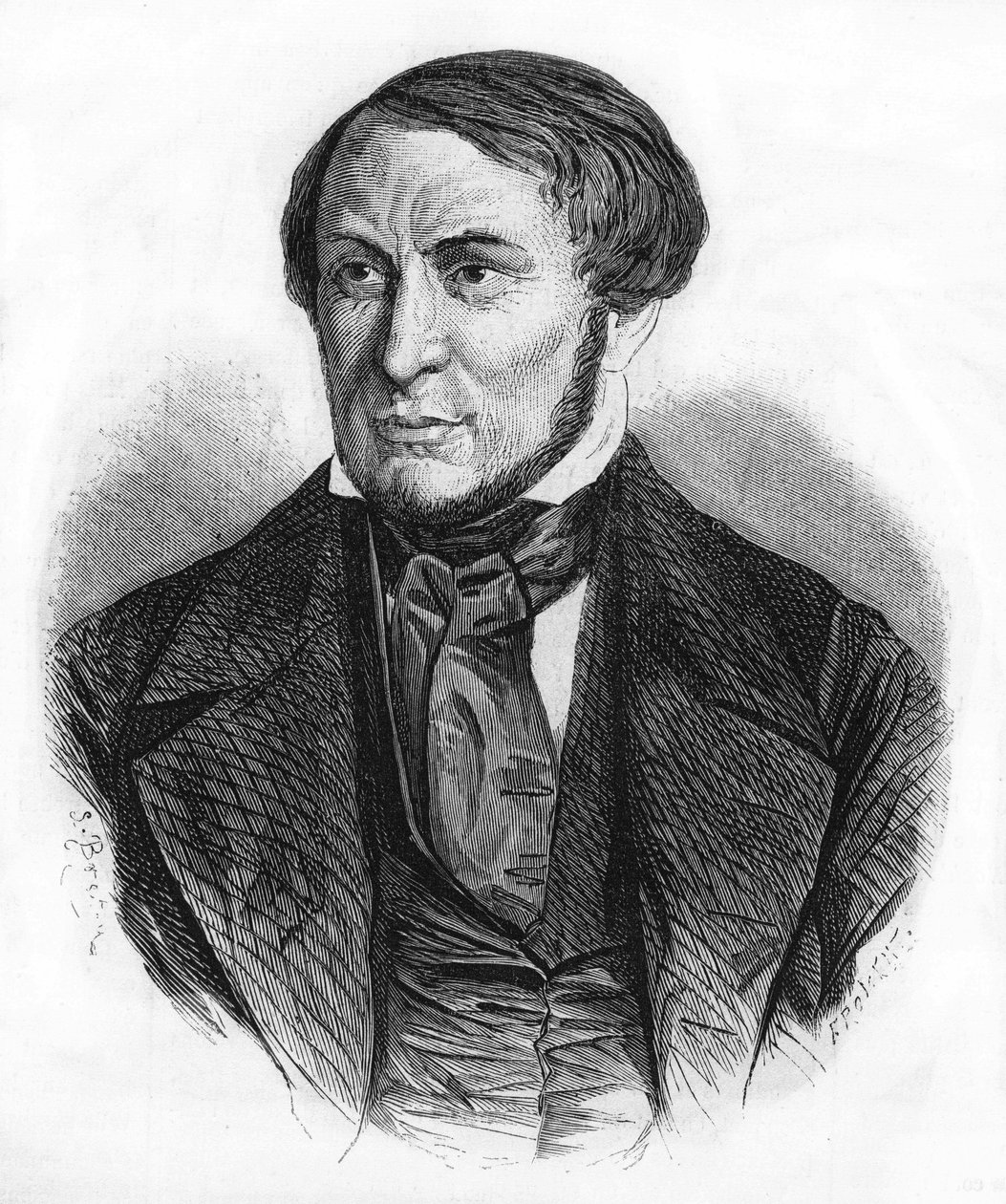 Portrait of Auguste Barbier (1805 - 1882), French writer. engraving of 1870. av Unknown artist