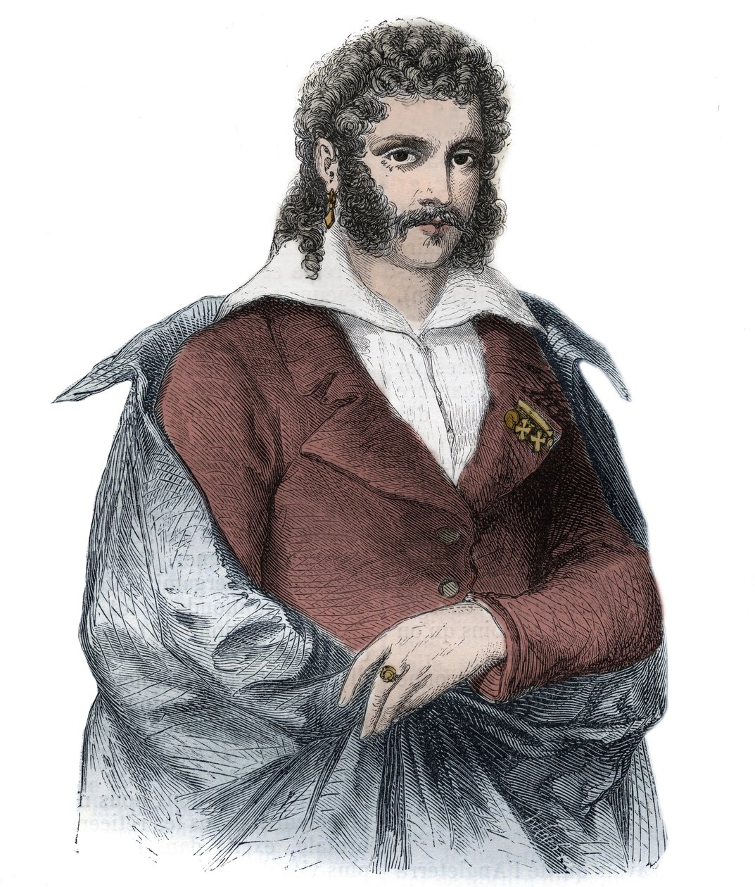 Portrett av BARTOLOMEO-greve BERGAMI Italiensk elsker av Caroline, kone til kong George IV av Storbritannia - Gravering av Unknown artist