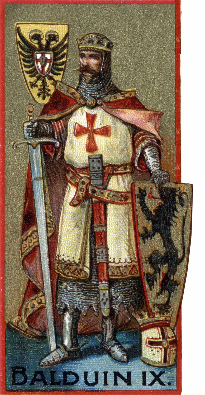 Portrait of Baldwin IX (Baudouin IX of Flanders) or (Baudouin VI of Hainaut) known as Baudouin of Constantinople, Emperor of Constantinople from 1204 to 1205 under the name of Baudouin I. Chromo of the late 19th century. av Unknown artist