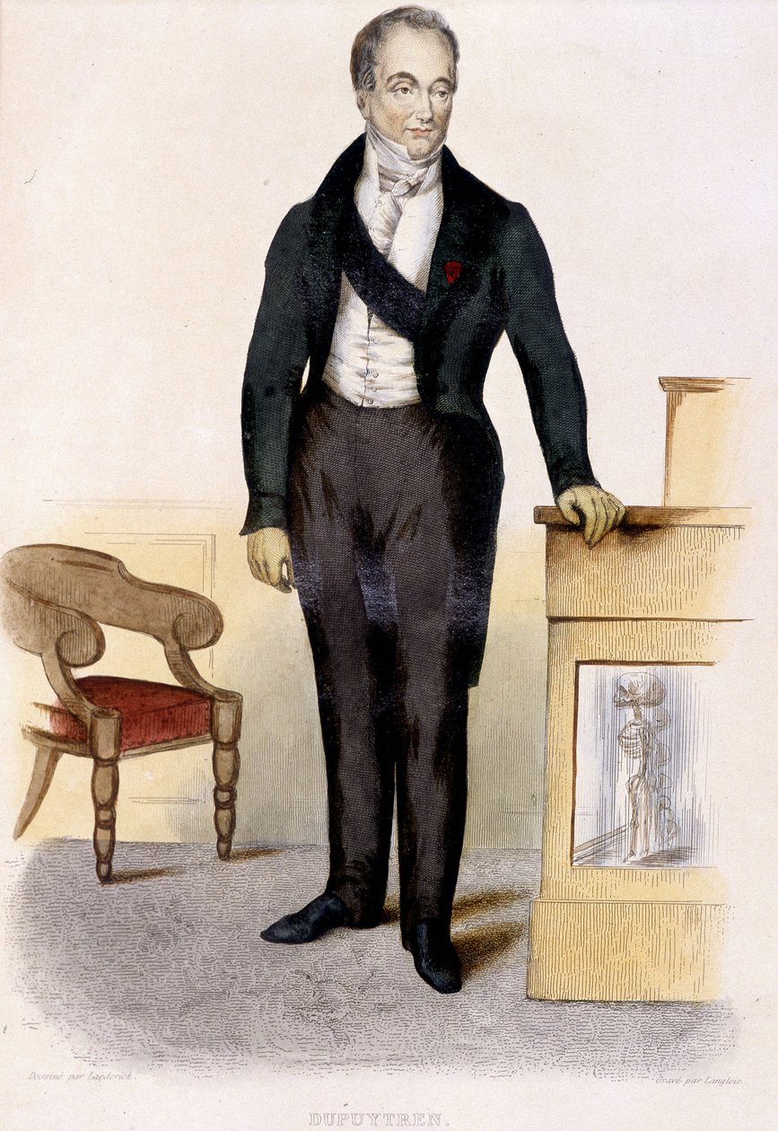 Portrett av baron Guillaume Dupuytren (1777 - 1835), fransk kirurg.gravering fra 1844. av Unknown artist