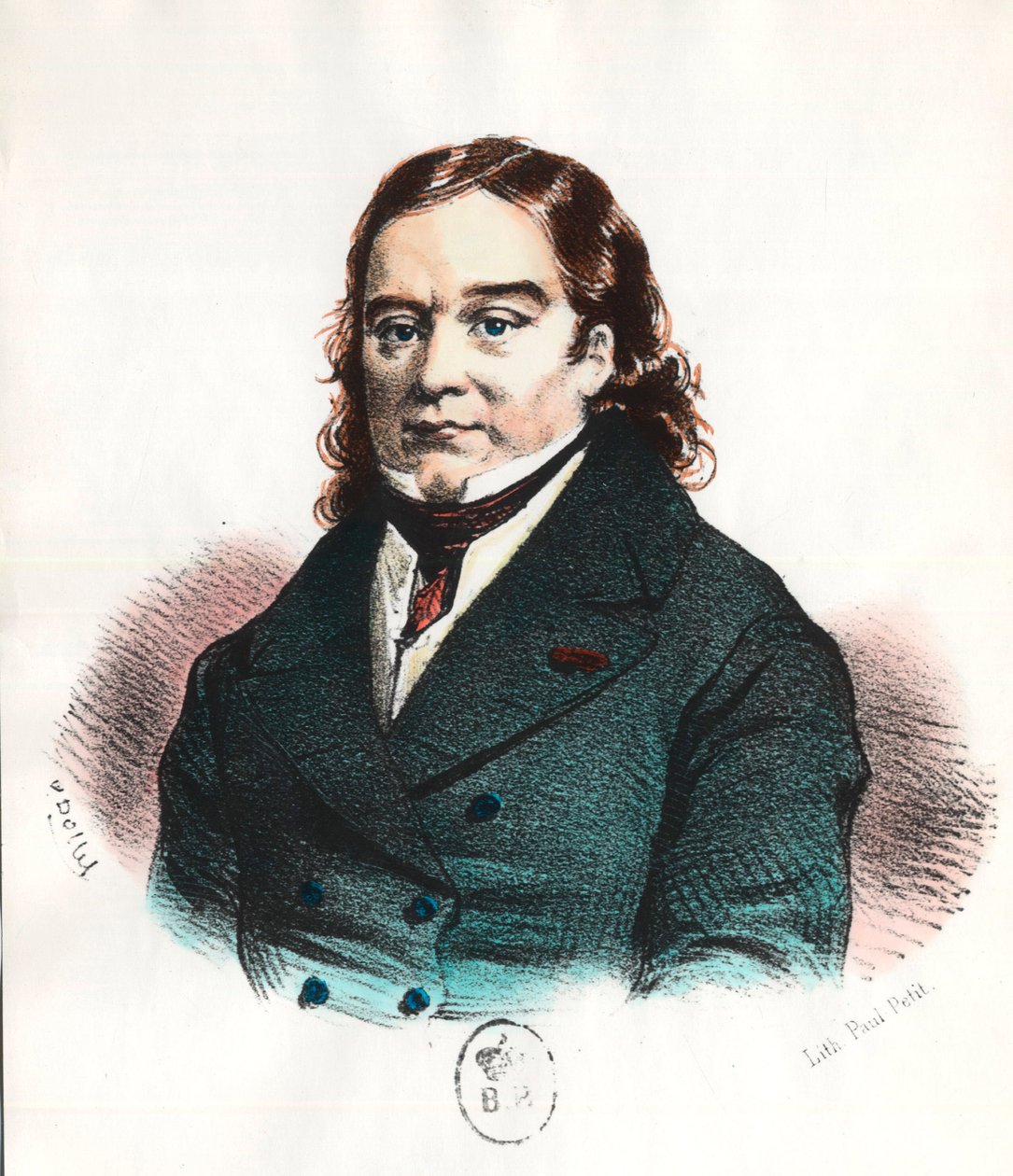 Portrett av Baron Larrey (1766 - 1842), fransk militærkirurg og oppfinner av ambulansen. Gravering av 1800-tallet. Privat samling. av Unknown artist