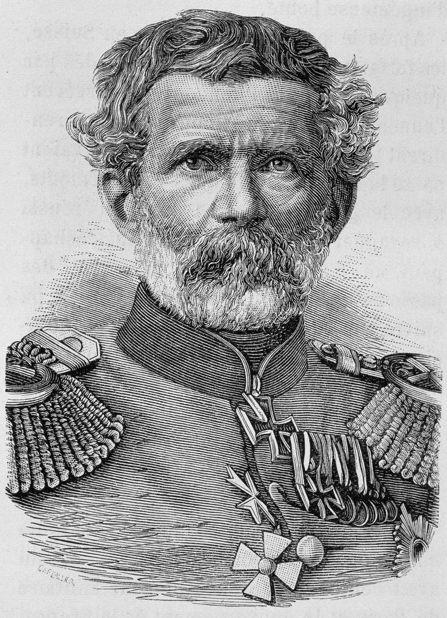 Portrett av baron von Manteuffel. Gravering av slutten av 1800-tallet i "Histoire de France"" av H. Martin. av Unknown artist