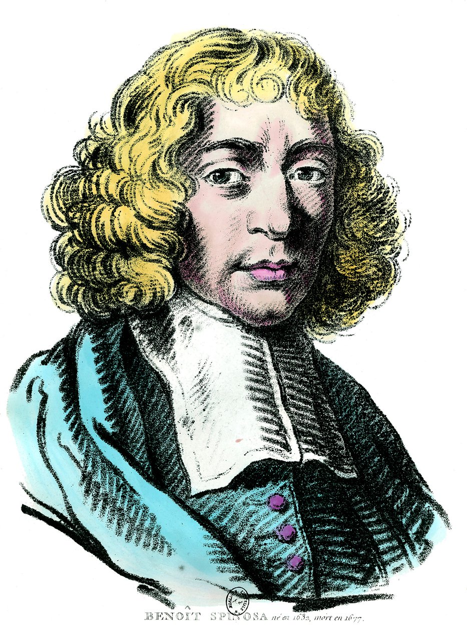 Portrett av Baruch de Spinoza (1632 - 1677) nederlandsk filosof, også kjent som Bento de Espinosa eller Benedictus de Spinoza eller Benoit de Spinoza. Gravering fra 1600-tallet. Coll. Gå. av Unknown artist