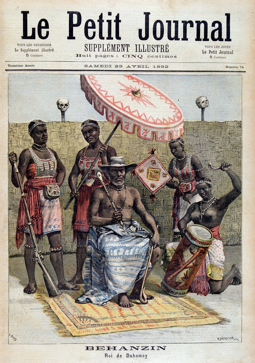 Portrett av Behanzin (1844-1900), konge av Dahomey (Benin) - i "" Le Petite Journal"" av 23.4.1892 av Unknown artist
