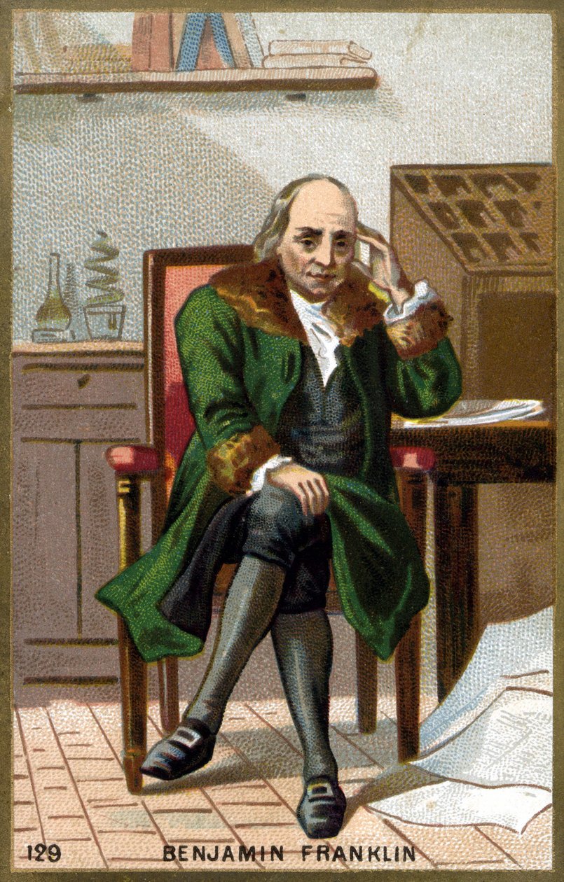 Portrait of Benjamin Franklin (1706 - 1790). Chromolithography of the late 19th century. av Unknown artist