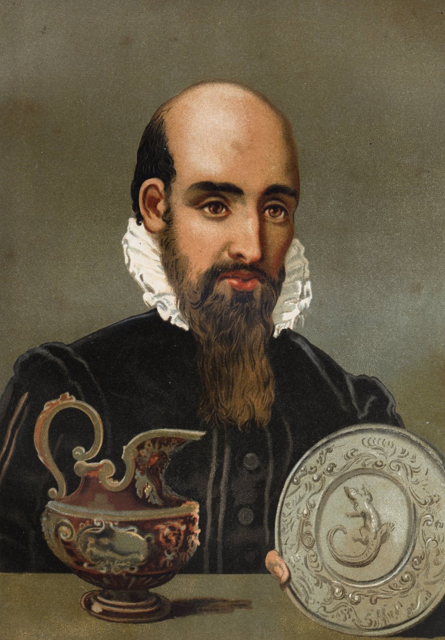 Portrait of Bernard Palissy (1510 - 1589). Chromolithography of the end of the 19th century. based on “La Ciencia y sus Hombres”” by Louis Figuier. Barcelona 1881 av Unknown artist