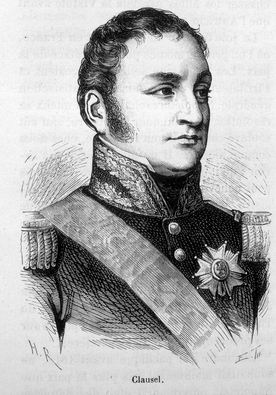 Portrett av Bertrand Clausel (eller Clauzel) (1772 - 1842). Gravering av slutten av 1800-tallet i "Histoire de France"" av H. Martin. av Unknown artist
