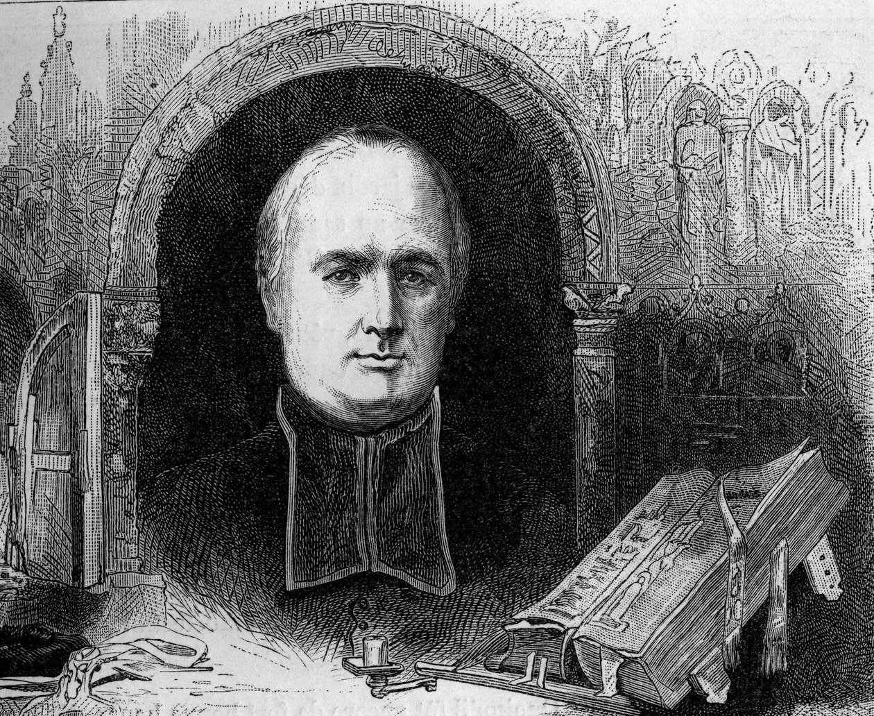 Portrait of Bishop Peyramale, Cure de Lourdes (1811 - 1877). av Unknown artist