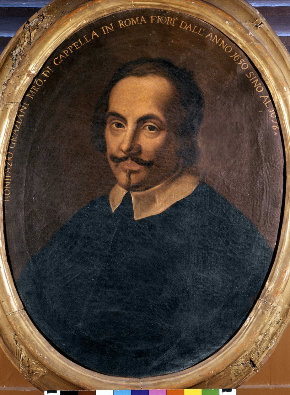 Portrett av Bonifazio Graziani (1604 / 1605-1664), italiensk komponist. av Unknown artist