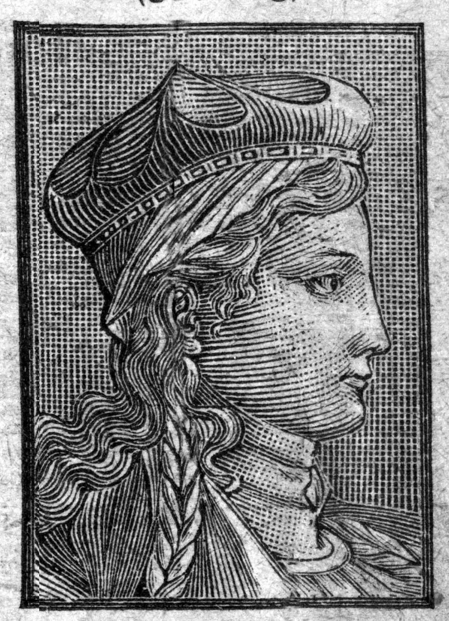 Portrett av Brunehaut (eller Brunehilde) (ca. 534 til 613) kone til Sigebert I. av Unknown artist