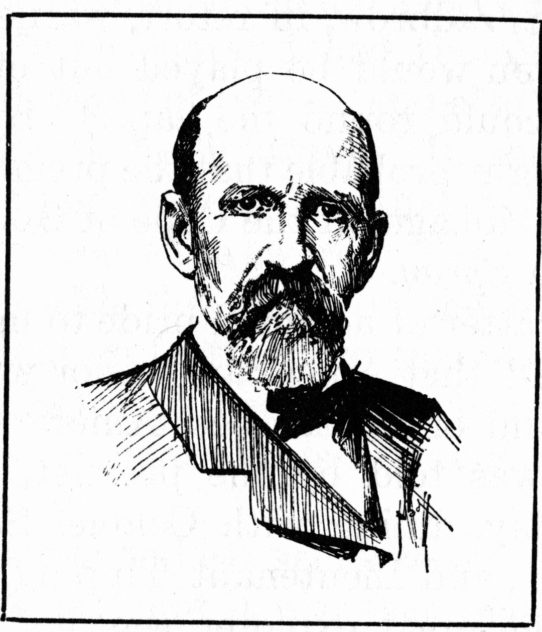 Portrett av kaptein Joshua Slocum (1844-1909) som foretok den første verdensomvisningen i 1895. Gravering av 1800-tallet av Unknown artist