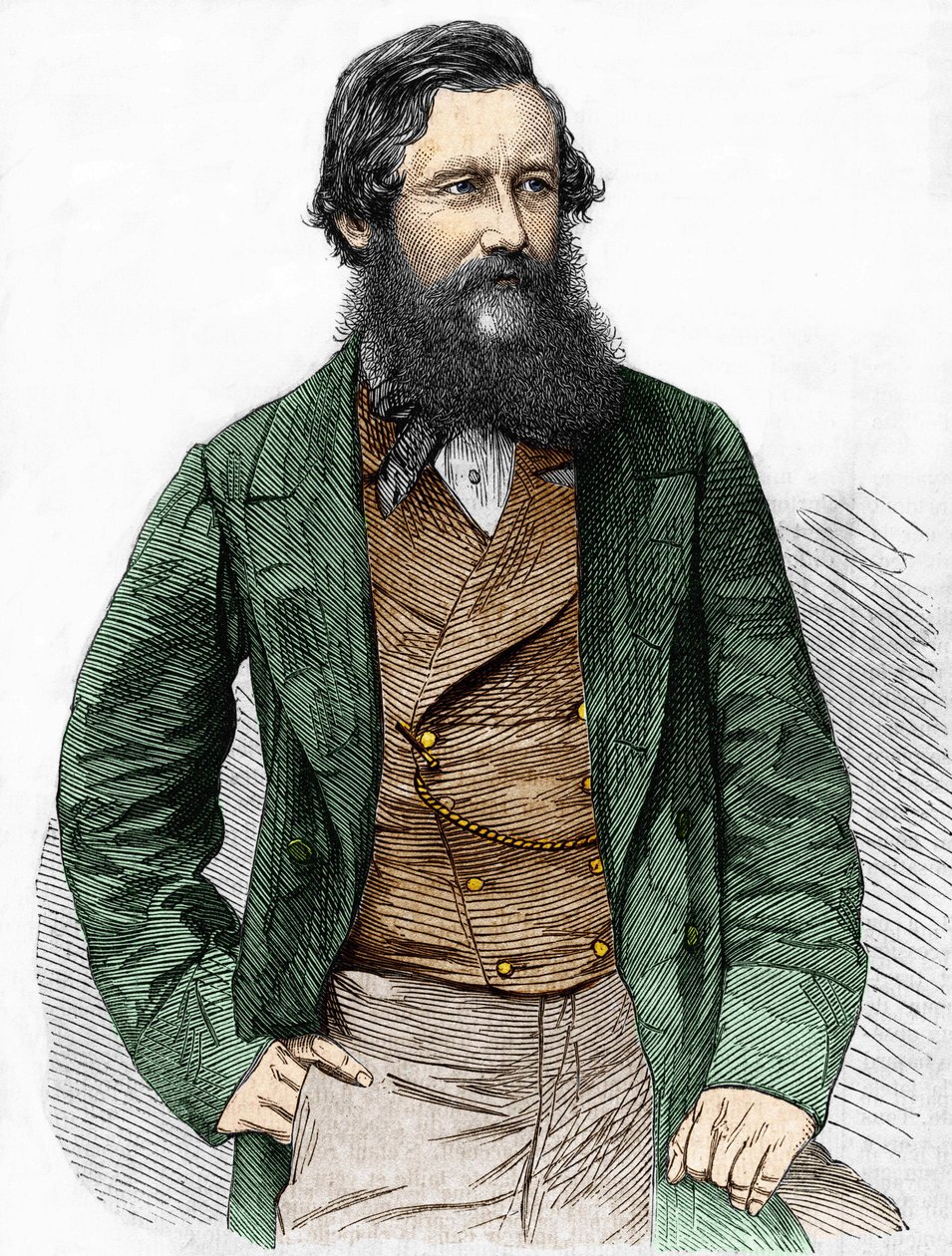 Portrait of Captain Speke, British explorer (1827 - 1864). av Unknown artist