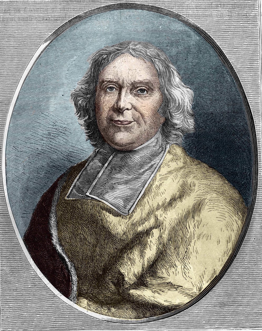 Portrait of Cardinal Fleury (1653 - 1743).André Hercule de Fleury engraving from 1866. av Unknown artist