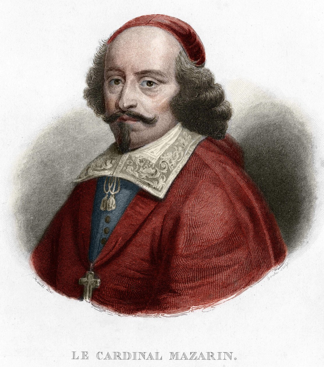 Portrett av kardinal Jules Mazarin (1602-1661) gravering av av Unknown artist
