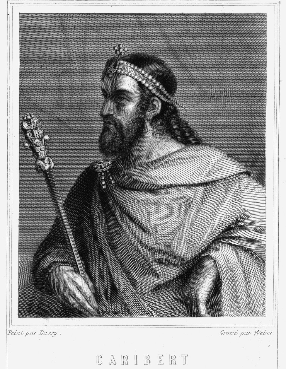 Portrait of Caribert (? -?) , King of Paris (561 - 567) - in “” Histoire des Français”” by Lavallée, engraving, sd. av Unknown artist