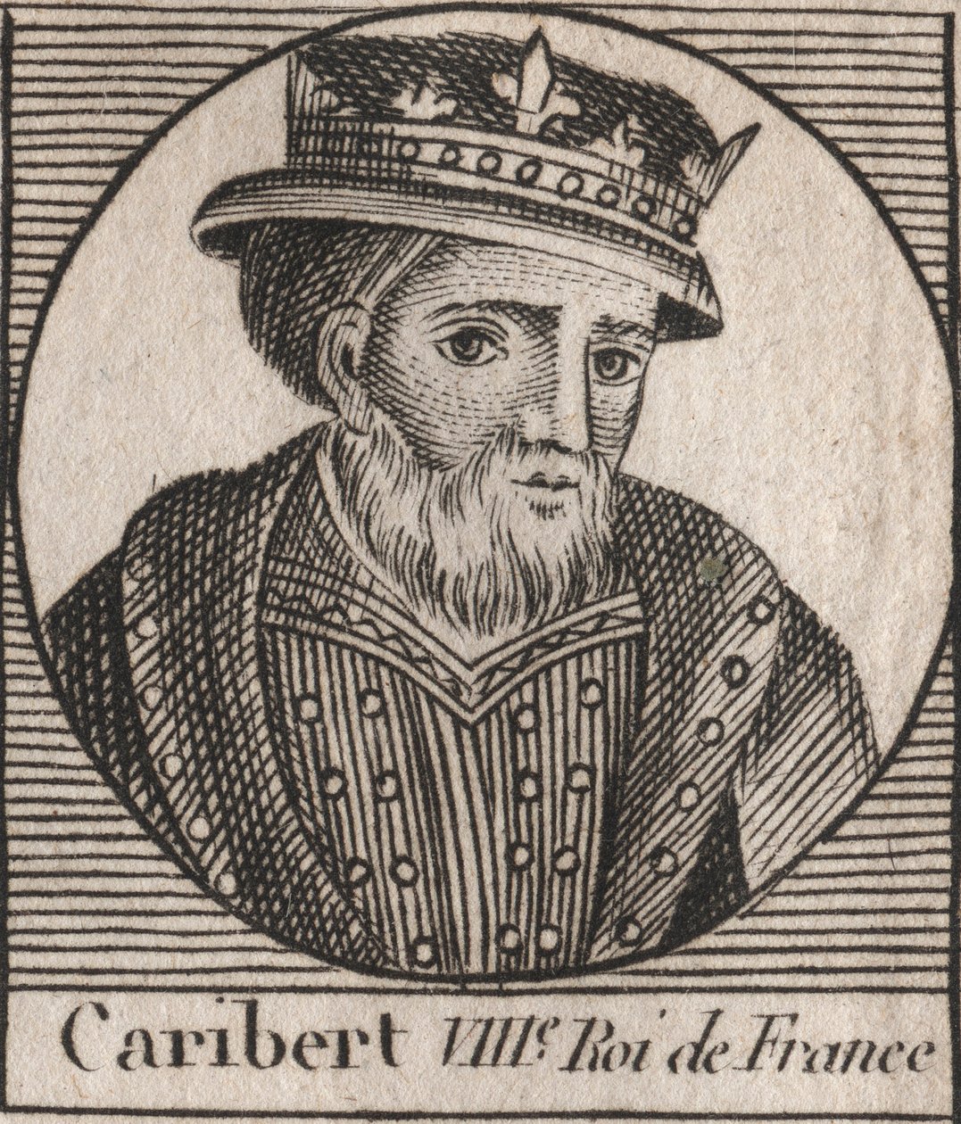 Portrett av Caribert, Frankenes konge (561-567) - Caribert eller Charibert (d.567) Frankenes konge - gravering fra "" Instruction sur l