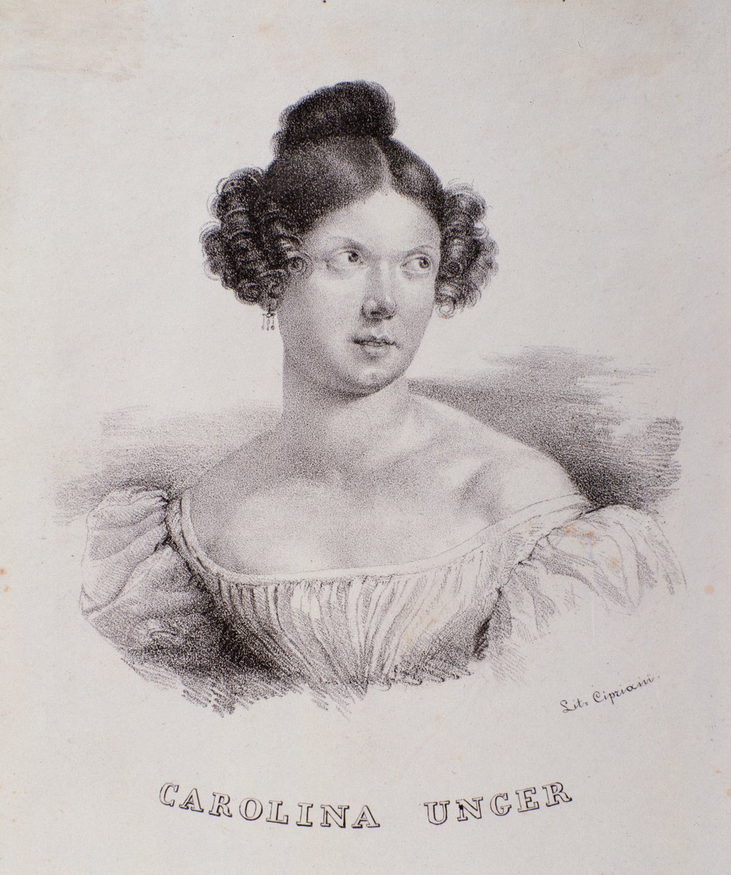 Portrett av Caroline Ungher (Unger) (gravering av Unknown artist