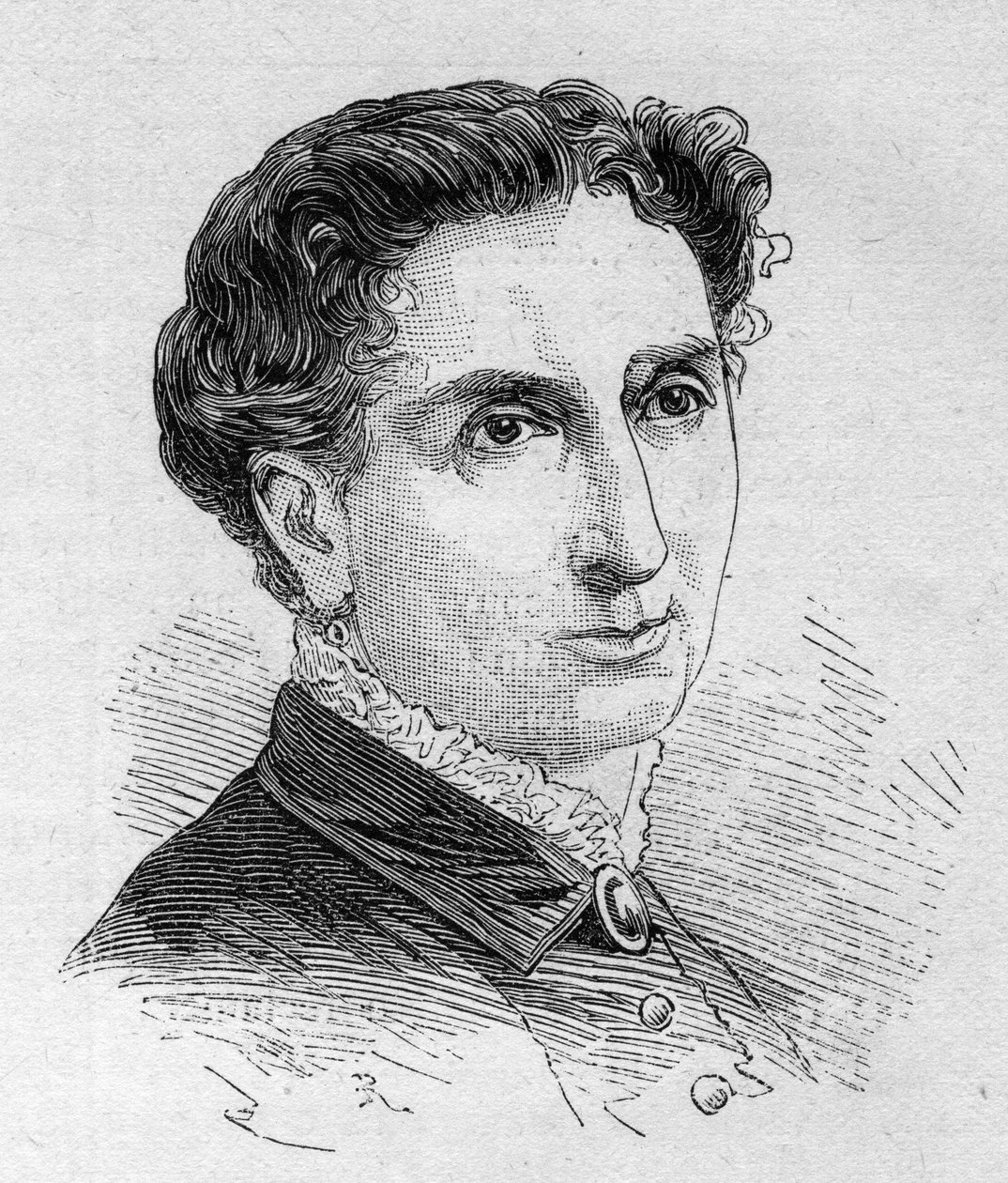 Portrett av Catherine Julie Clementine Jouassain (1829-1902), fransk komiker, medlem av Comedie Francaise. Gravering i "" Le Monde Illustré"" n¡1168 av 16. august 1879. av Unknown artist