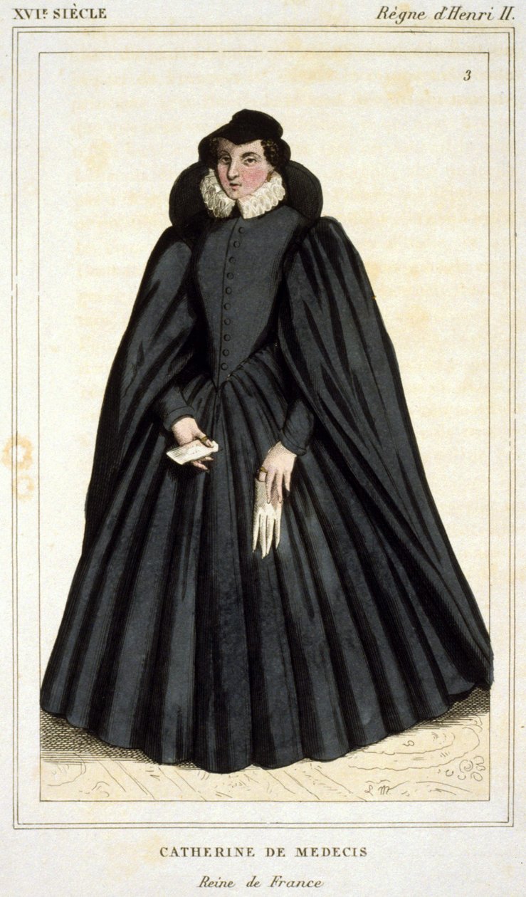 Portrett av Catherine de Medici (Caterina de Medici) (1519 - 1589), gravering tidlig på 1800-tallet. av Unknown artist