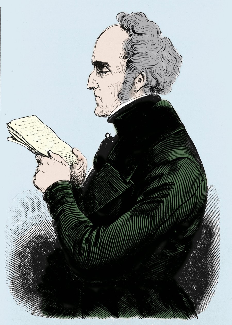 Portrett av Charles Fourier (1772 - 1837), fransk sosialistisk teoretiker. Gravering fra 1800-tallet. av Unknown artist