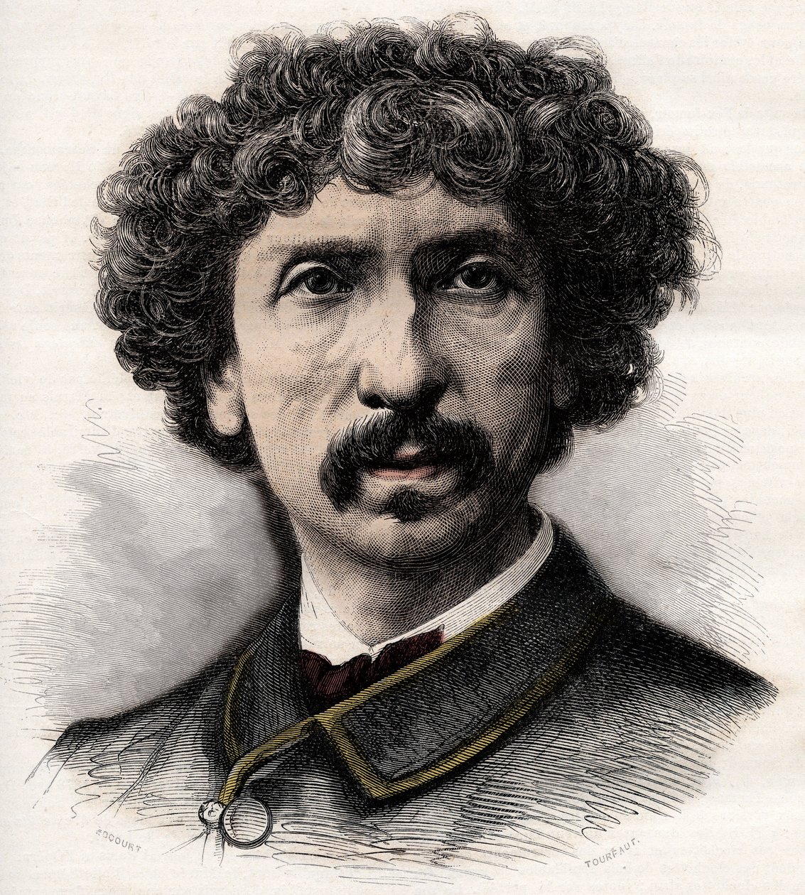 Portrait of Charles Garnier (1825-1898), French architect - engraving in “La musique populaire””” illustrated weekly newspaper - 1882 av Unknown artist