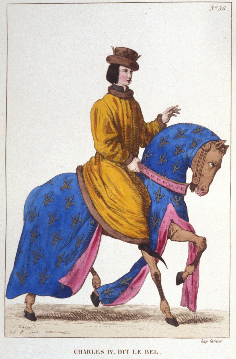Portrett av Karl IV the Bel (ca. 1294 - 1328), konge av Frankrike og Navarra gravering 1830 av Unknown artist