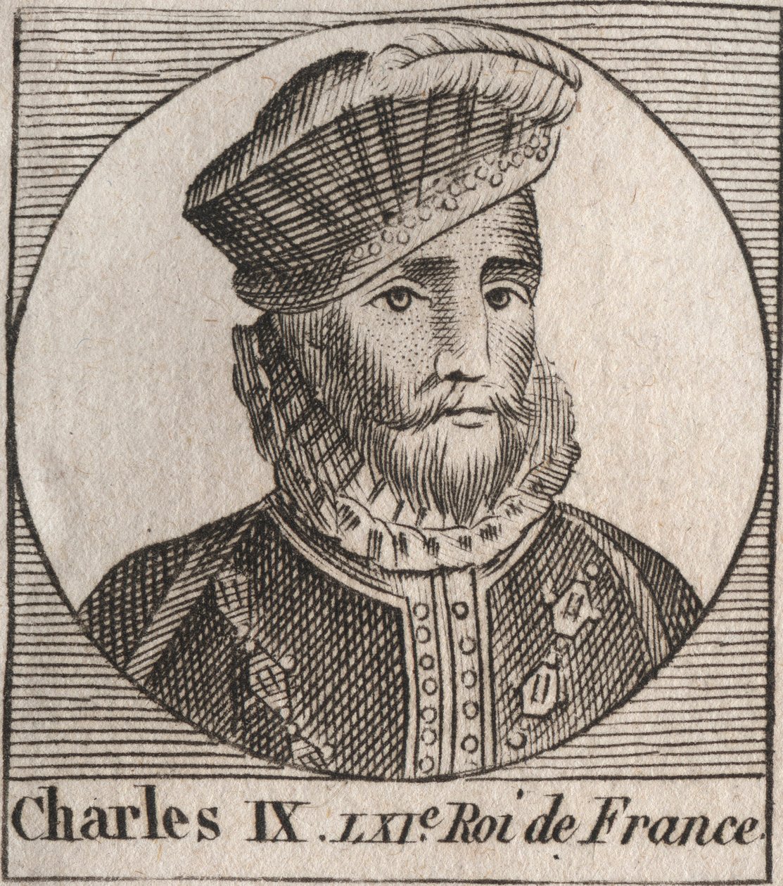 Portrett av Charles IX (1550-1574), konge av Frankrike - Charles IX konge av Frankrike fra 1560 til 1574 - gravering fra "Instruction sur l