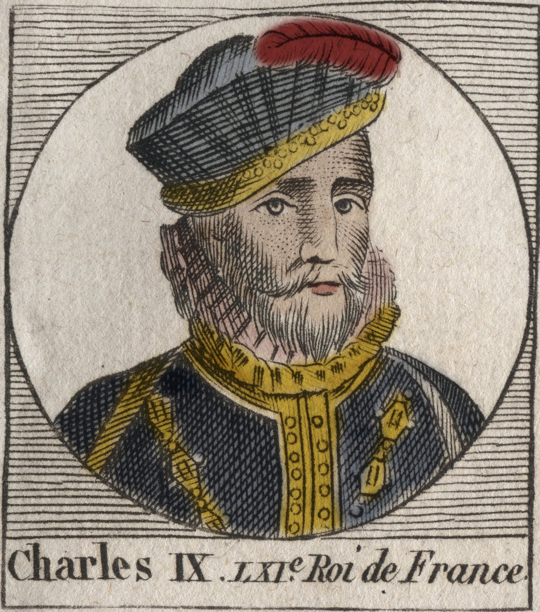 Portrett av Charles IX (1550-1574), konge av Frankrike - Charles IX konge av Frankrike fra 1560 til 1574 - gravering fra "Instruction sur l