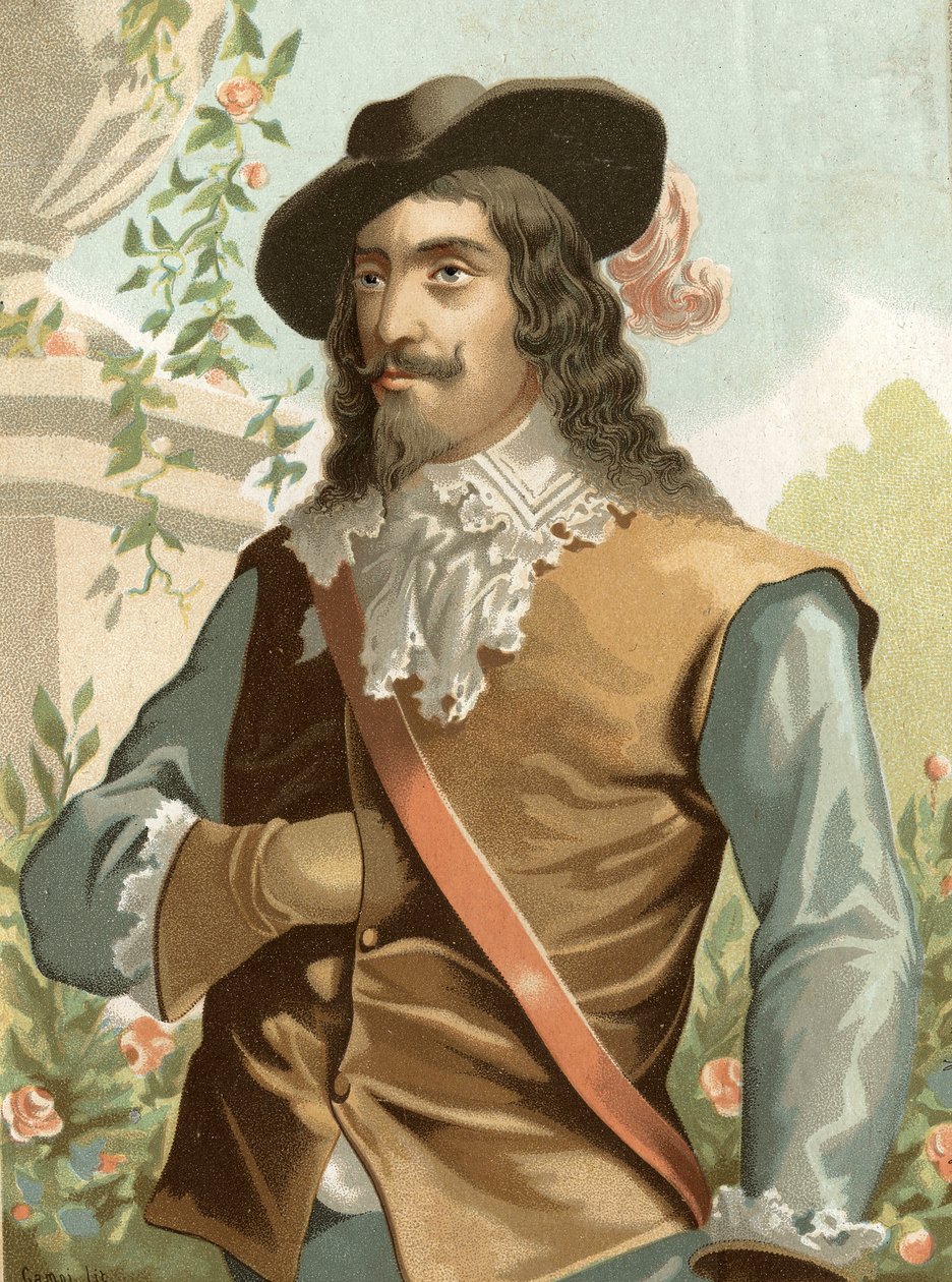Portrait of Charles I Stuart (1600-1649), King of England, Scotland, Ireland after “” hombres y Mujeres celebres. Barcelona 1877. av Unknown artist