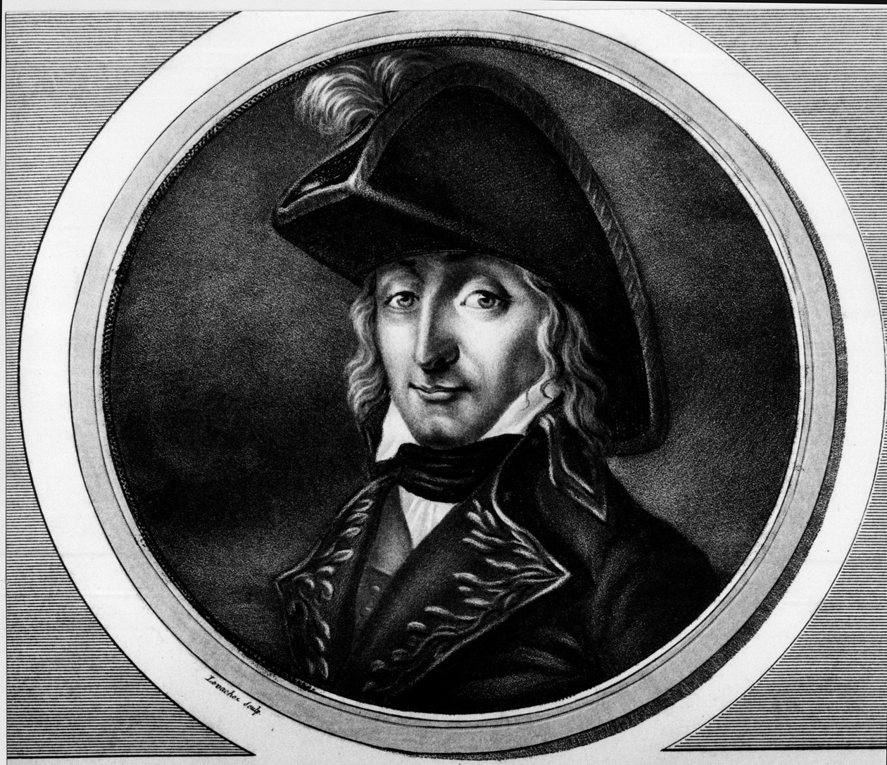 Portrett av Charles Pierre Francois Augereau, fransk general (1757-1816). Gravering i "" Komplett samling av historiske malerier fra den franske revolusjonen, i tre bind.""" 1804. av Unknown artist