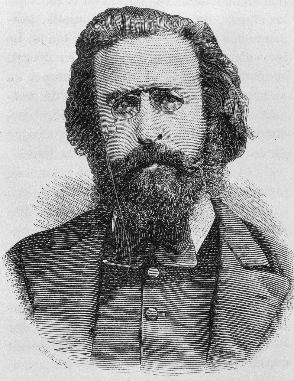 Portrett av Charles Théophile Ferré (1845 - 1871). Gravering av slutten av 1800-tallet i "Histoire de France"" av H. Martin. av Unknown artist