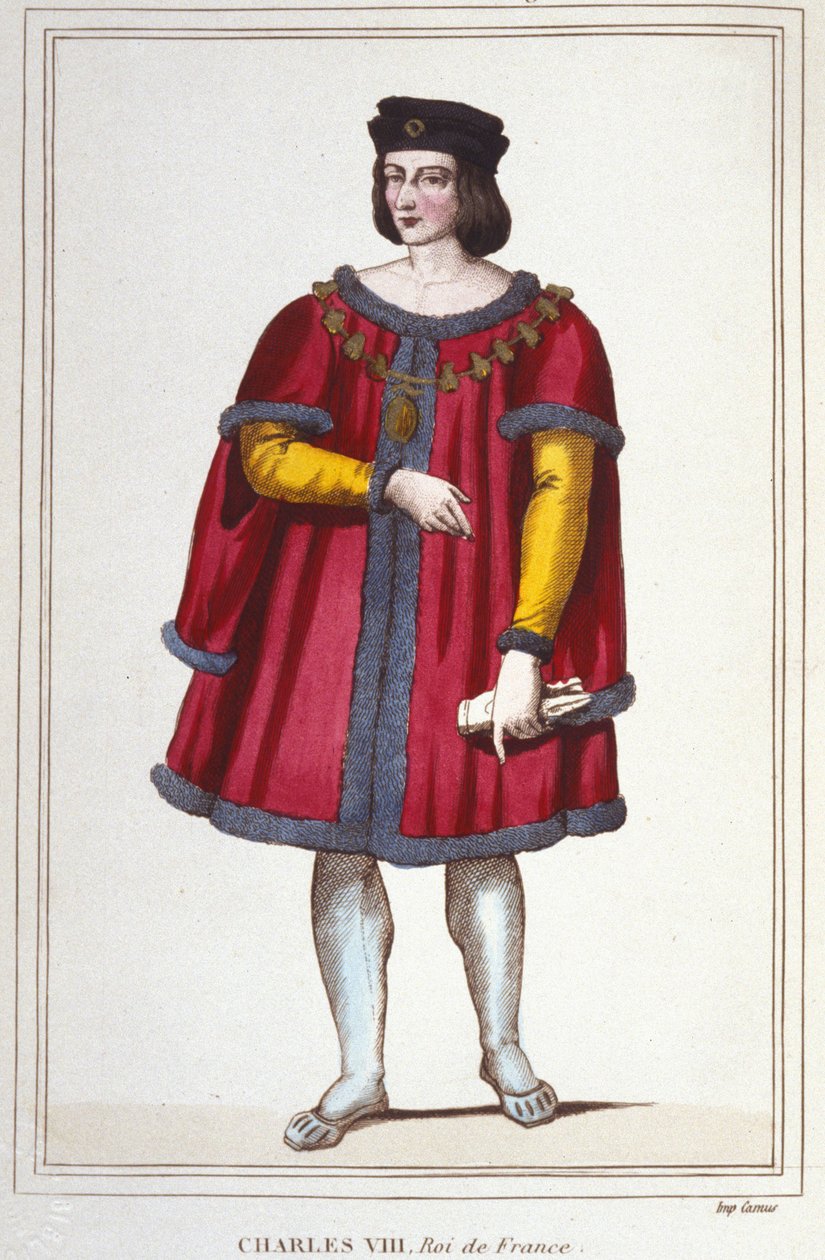 Portrett av Charles VIII (1470 - 1498), konge av Frankrike gravering fra 1830 av Unknown artist
