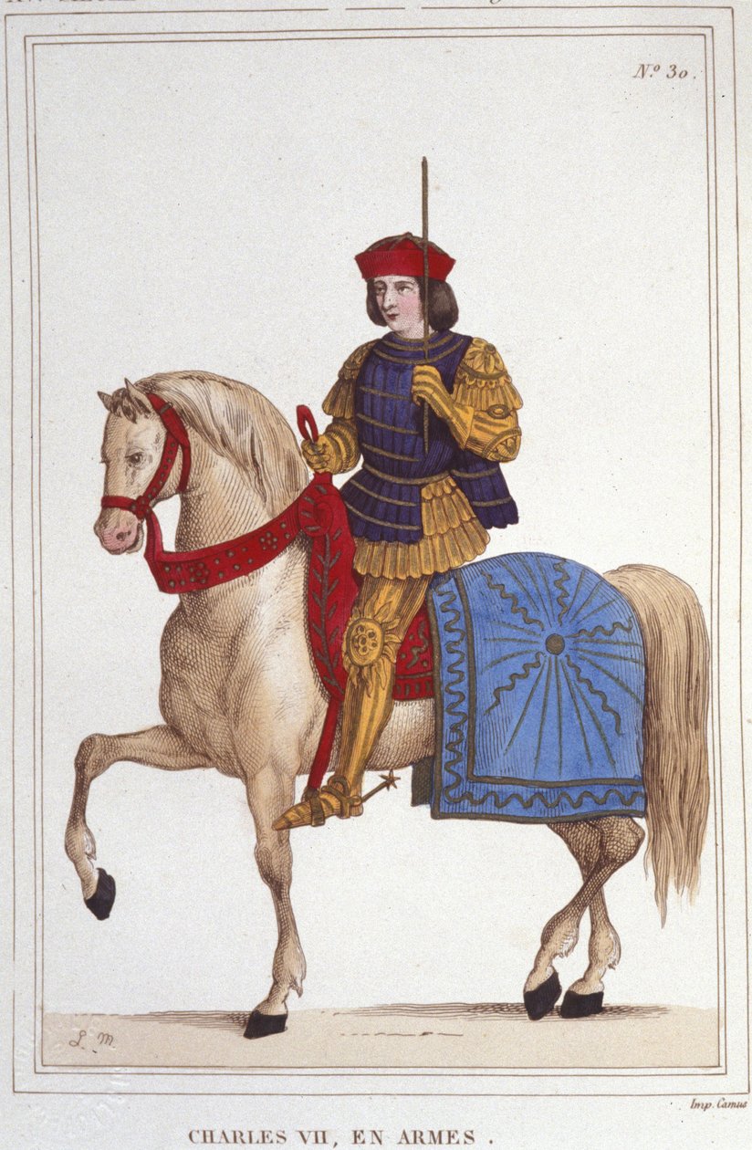 Portrett av Charles VII (1403 - 1461), konge av Frankrike gravering av 1830 av Unknown artist
