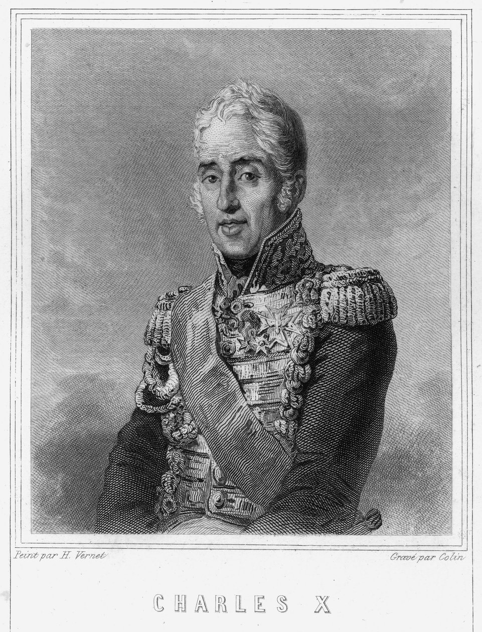 Portrett av Charles X (1757 - 1836), konge av Frankrike - i "Histoire des Français"" av Lavallée, gravering, sd. av Unknown artist