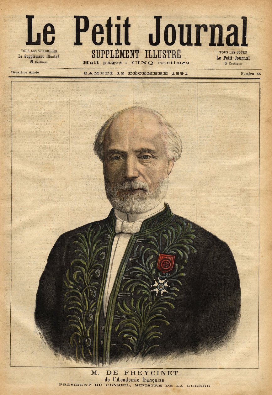 Portrett av Charles de Freycinet (1828-1923), ingeniør, medlem av academie des sciences (1882) og av academie francaise (1890), politiker, gjentatte ganger president i rådet (1879-1880) av Unknown artist
