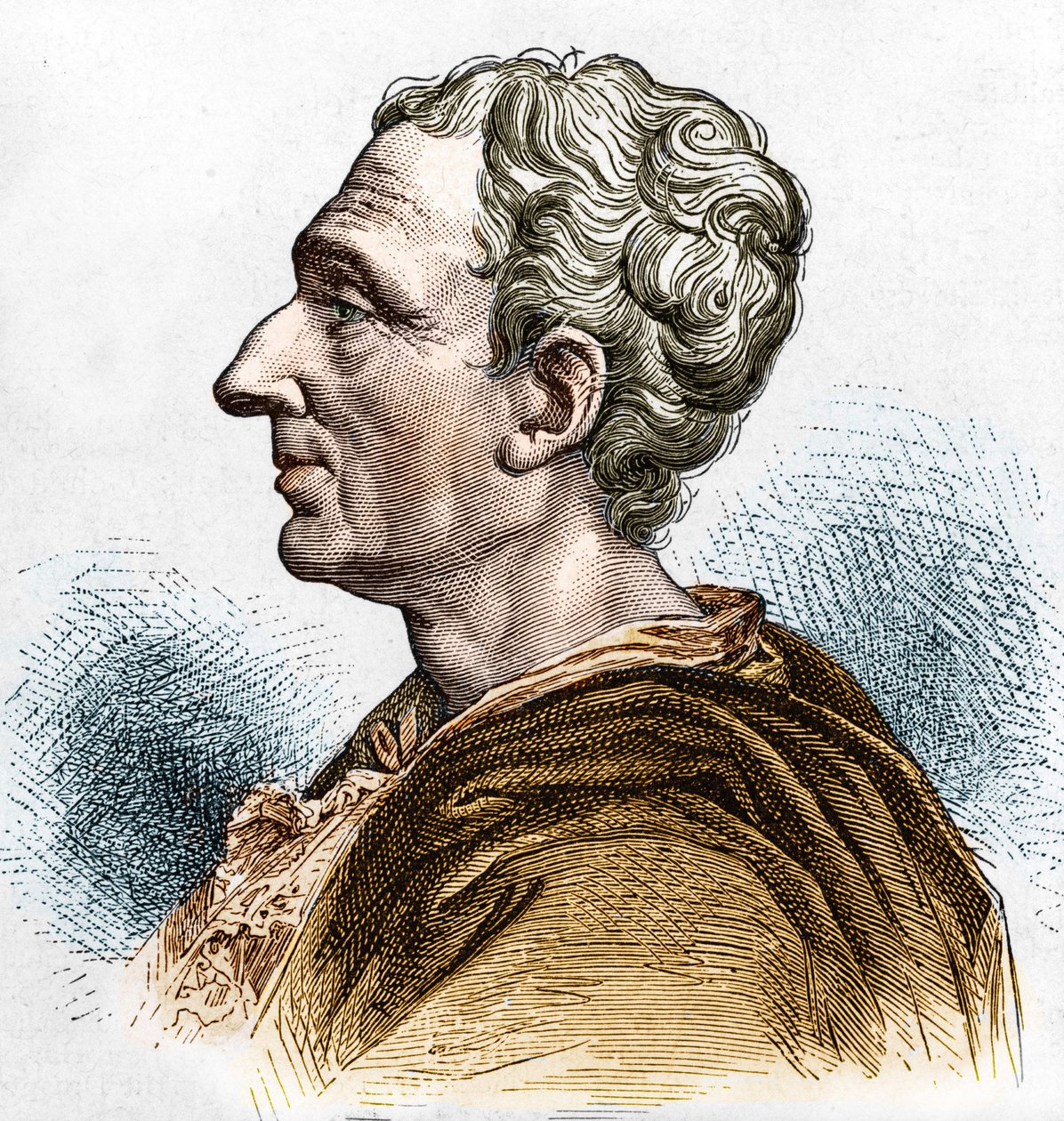 Portrait of Charles de Secondat (1689 - 1755), Baron De La Brède and Montesquieu. Engraving of the 19th century. av Unknown artist