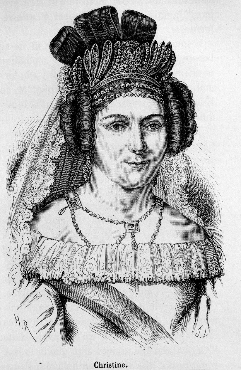 Portrett av Christine de Suede kalt dronning Christine (1626-1689). av Unknown artist