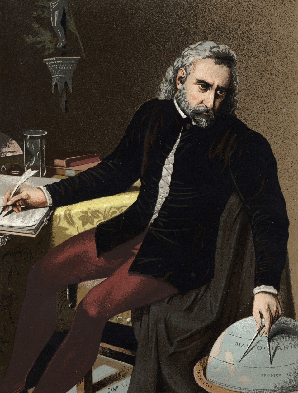 Portrait of Christopher Columbus in Italian Cristoforo Colombo: Navigator of Genes origin (Genes av Unknown artist