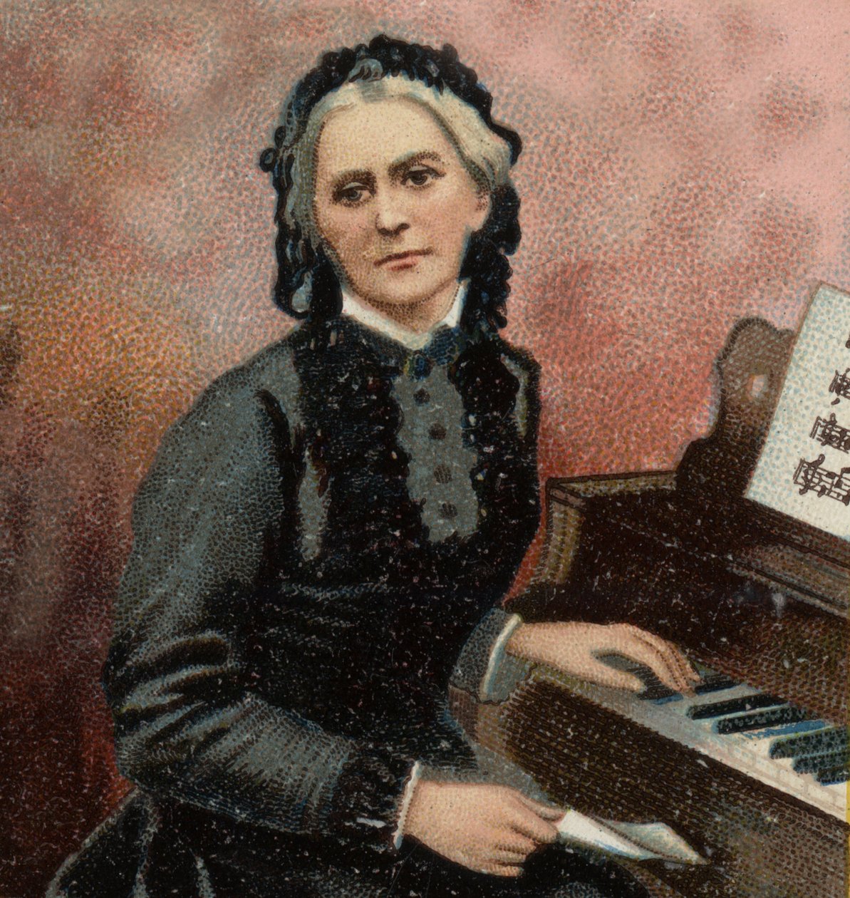 Portrett av Clara Schumann (1819-1896), tysk pianist og komponist, kone til Robert Schumann. av Unknown artist