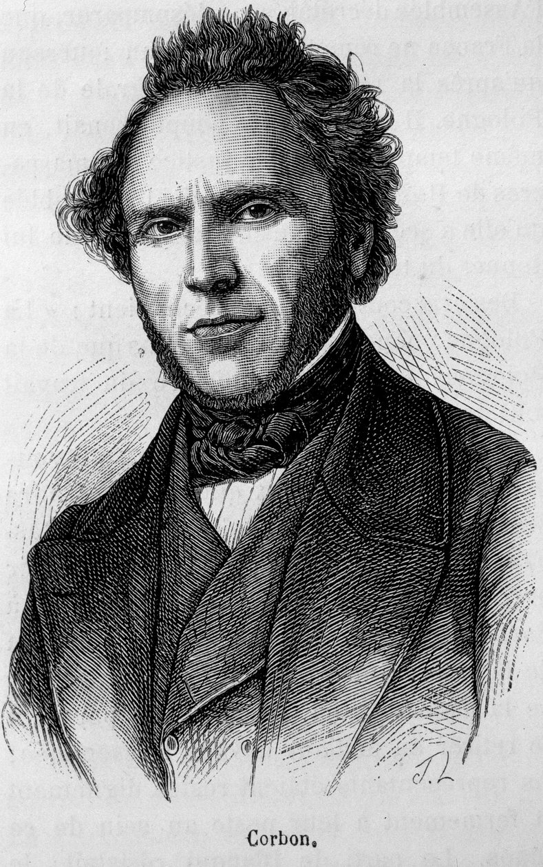 Portrett av Claude Anthime Corbon (1808 - 1891). Gravering av slutten av 1800-tallet i "Histoire de France"" av H. Martin. av Unknown artist