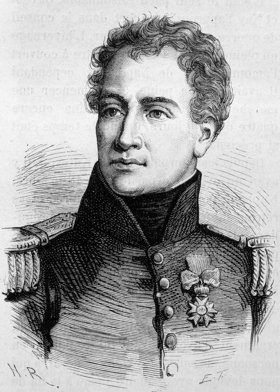 Portrait of Claude Francois de Malet (1754 - 1812). (Claude-Francois Malet) Engraving of the end of the 19th century in “Histoire de France”” by H. Martin. av Unknown artist