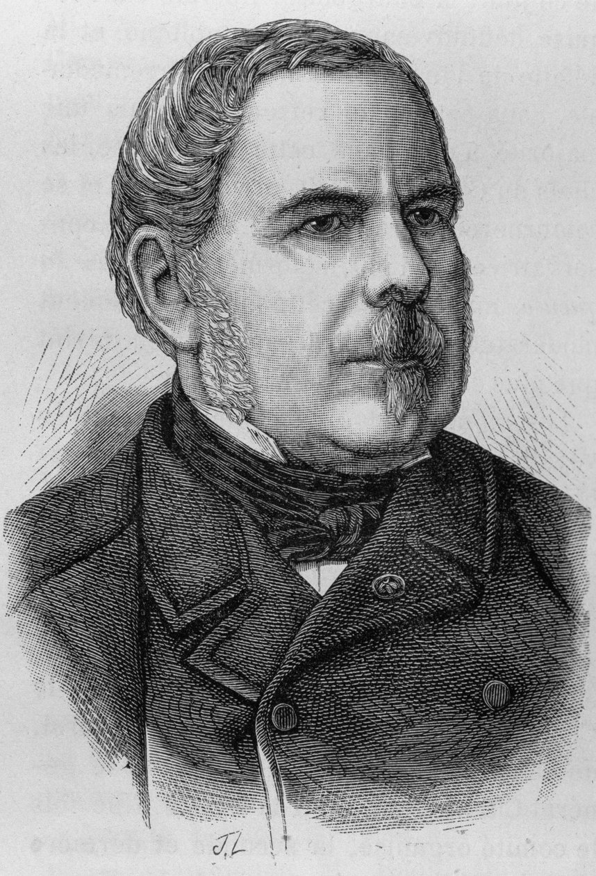 Portrett av grev Napoleon Daru (? - 1889). Gravering av slutten av 1800-tallet i "Histoire de France"" av H. Martin. av Unknown artist