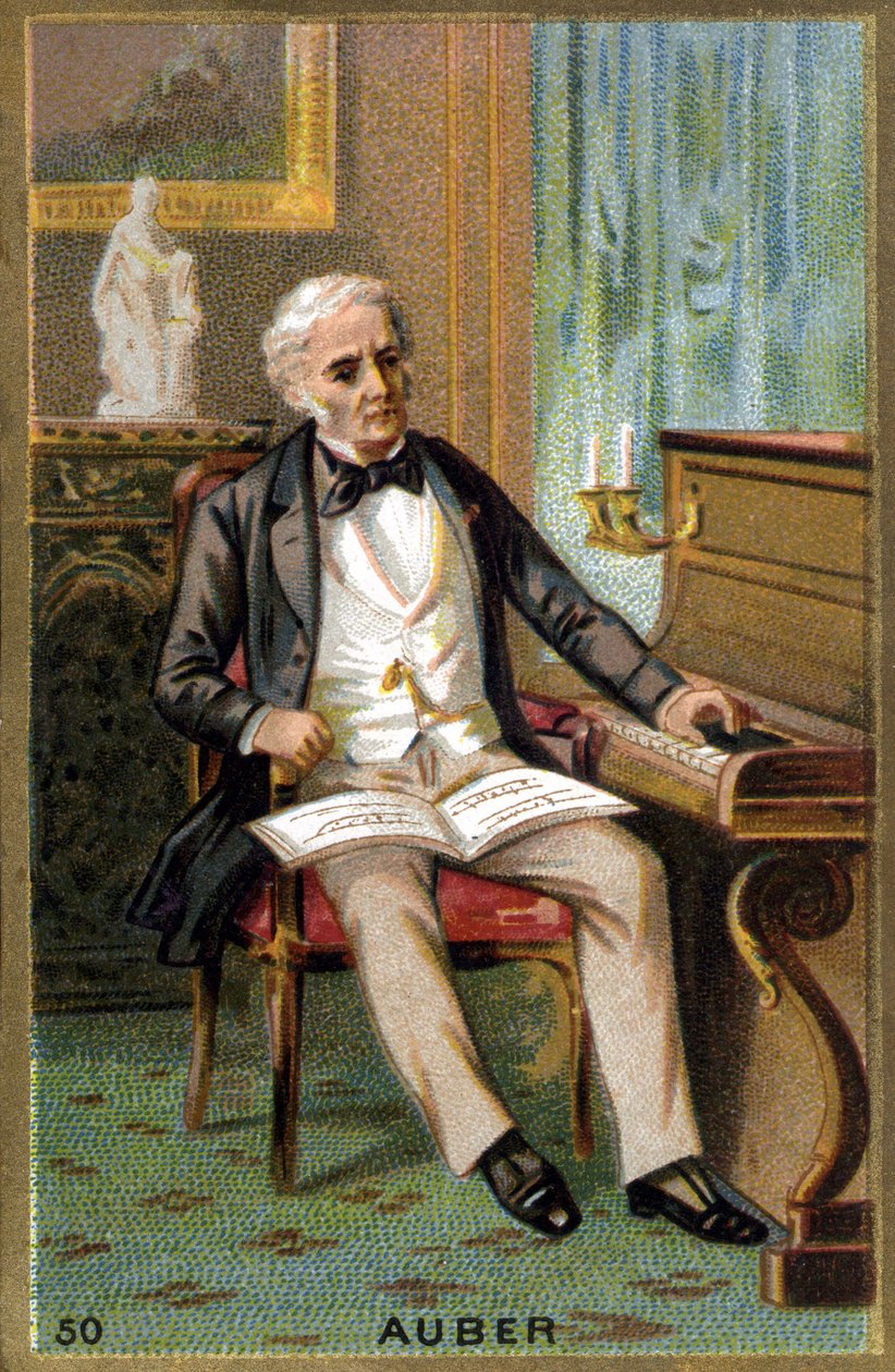Portrett av Daniel François Esprit Auber (1782-1871), fransk komponist. Kromolitografi fra 1800-tallet. av Unknown artist