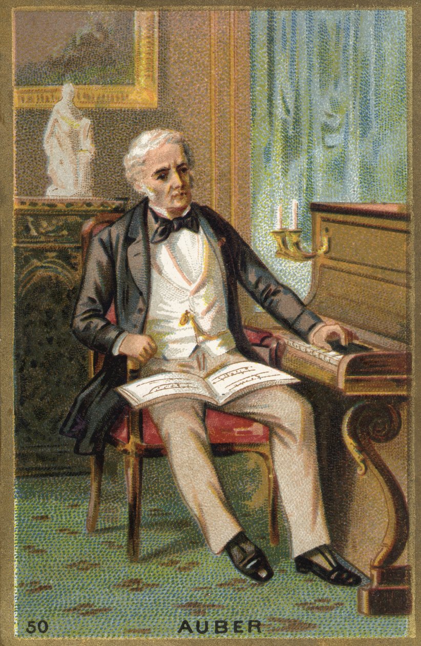 Portrett av Daniel François Esprit Auber (1782-1871), fransk komponist. 1800-talls kromolitografi. av Unknown artist