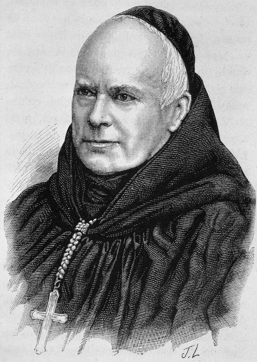 Portrett av Dom Guéranger (1805 - 1875). Gravering av slutten av 1800-tallet i "Histoire de France"" av H. Martin. av Unknown artist