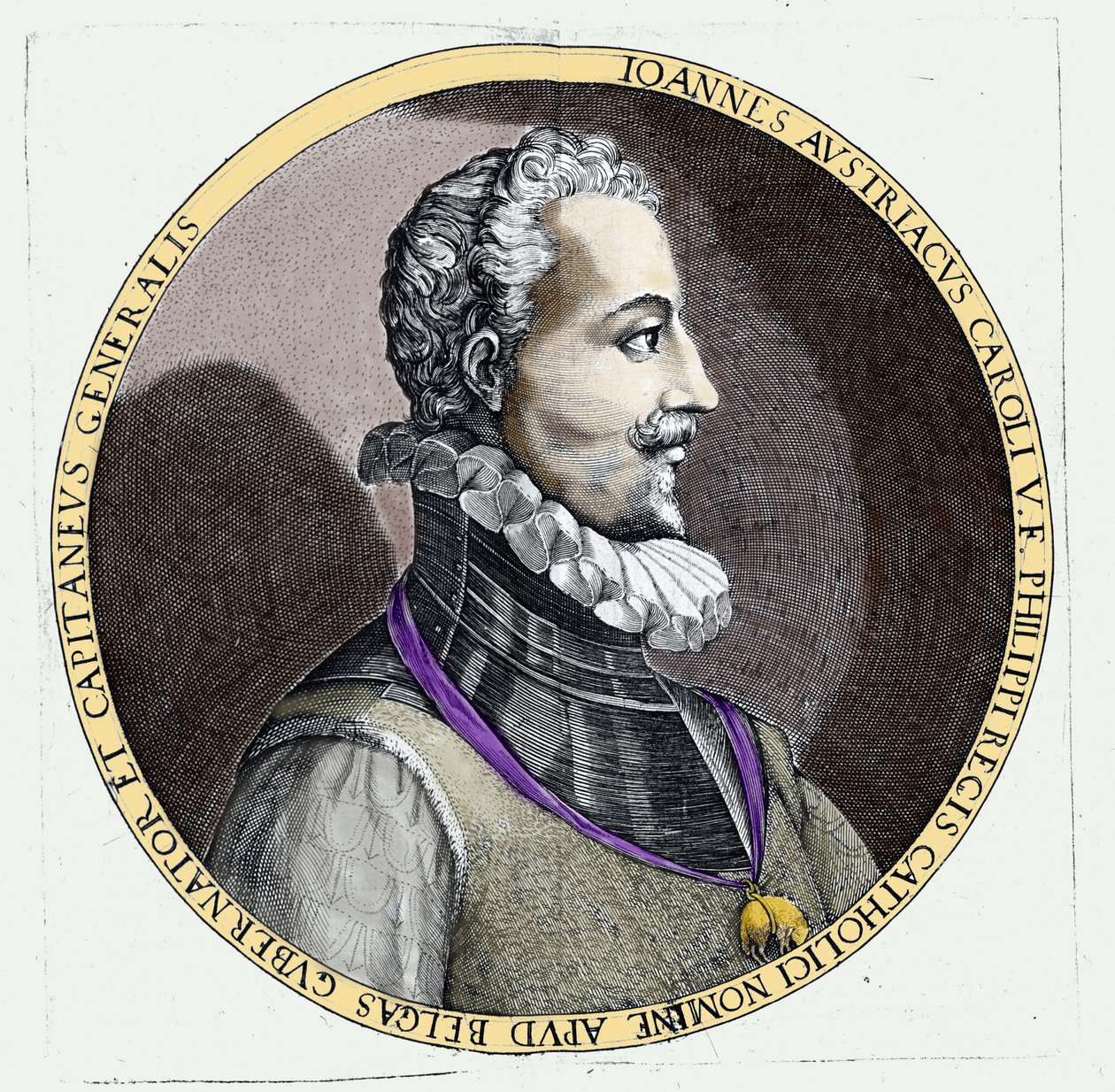 Portrett av Don Juan av Østerrike (1547-1578), uekte sønn av Charles V (1500 - 1558). Gravering av Unknown artist