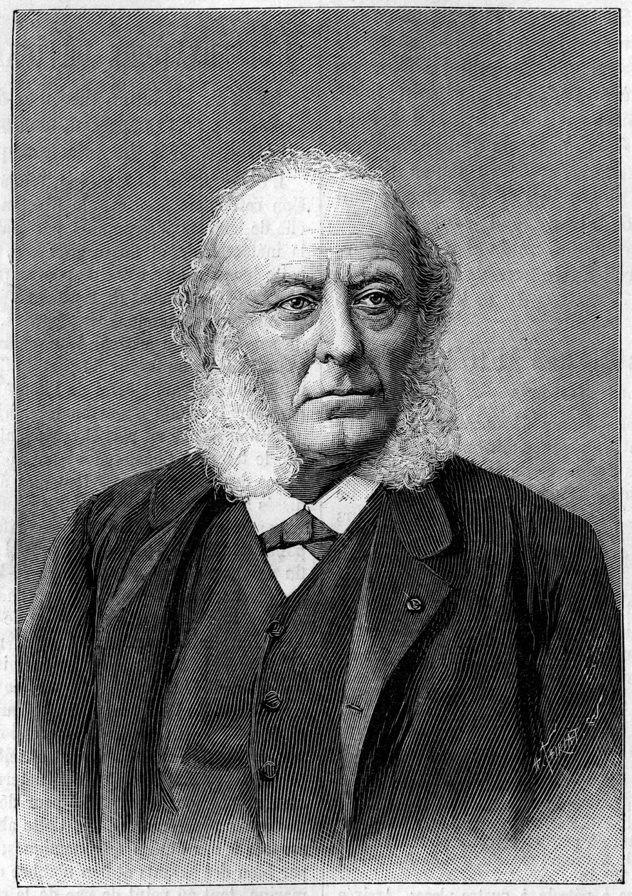Portrett av Dr. Aristide Verneuil (1823-1895), fransk kirurg, medlem av Vitenskapsakademiet og Medisinakademiet. Gravering i "" La Nature: revue des sciences et de leurs applications aux arts et a l