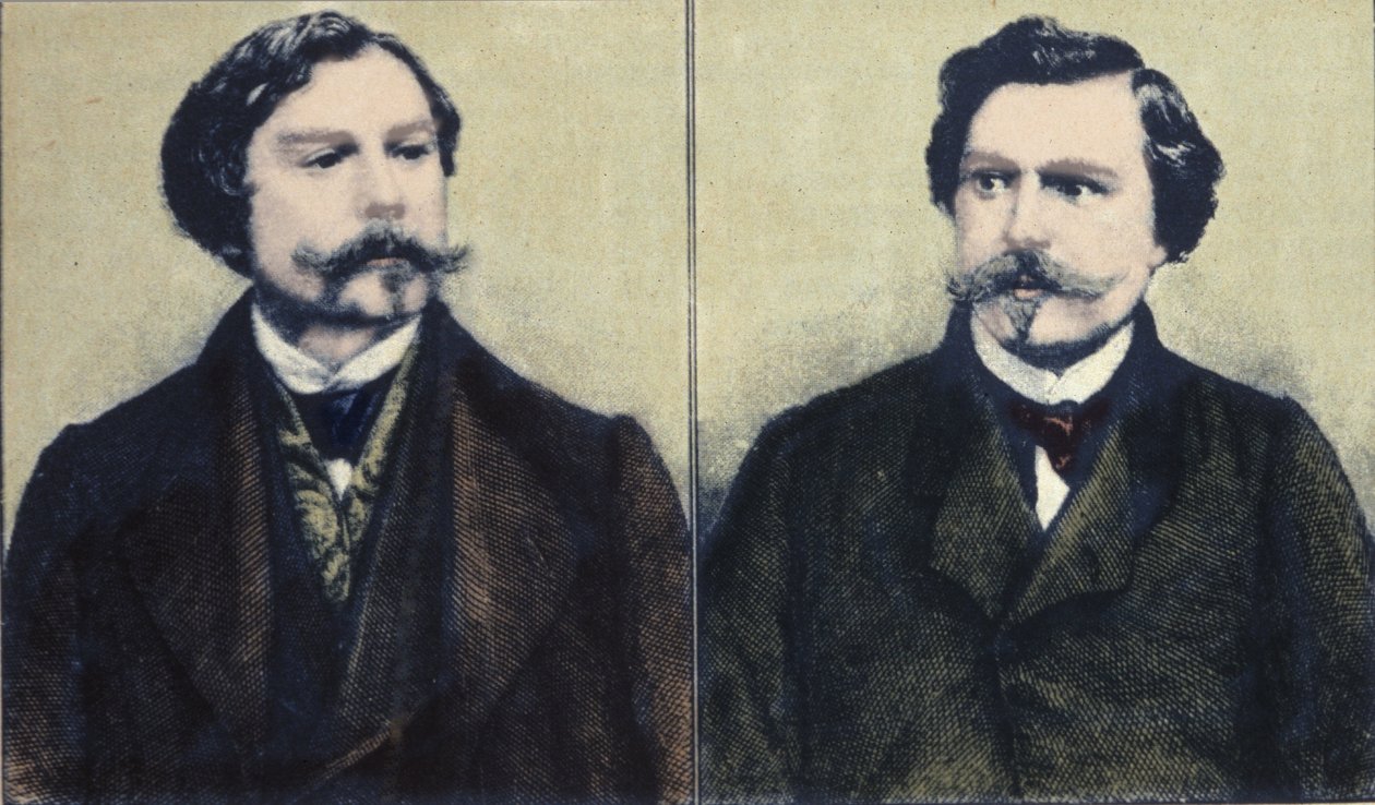 Portrett av Edmond Goncourt (1822-1896) og Jules Goncourt (1830-1870) brødreforfattere. av Unknown artist