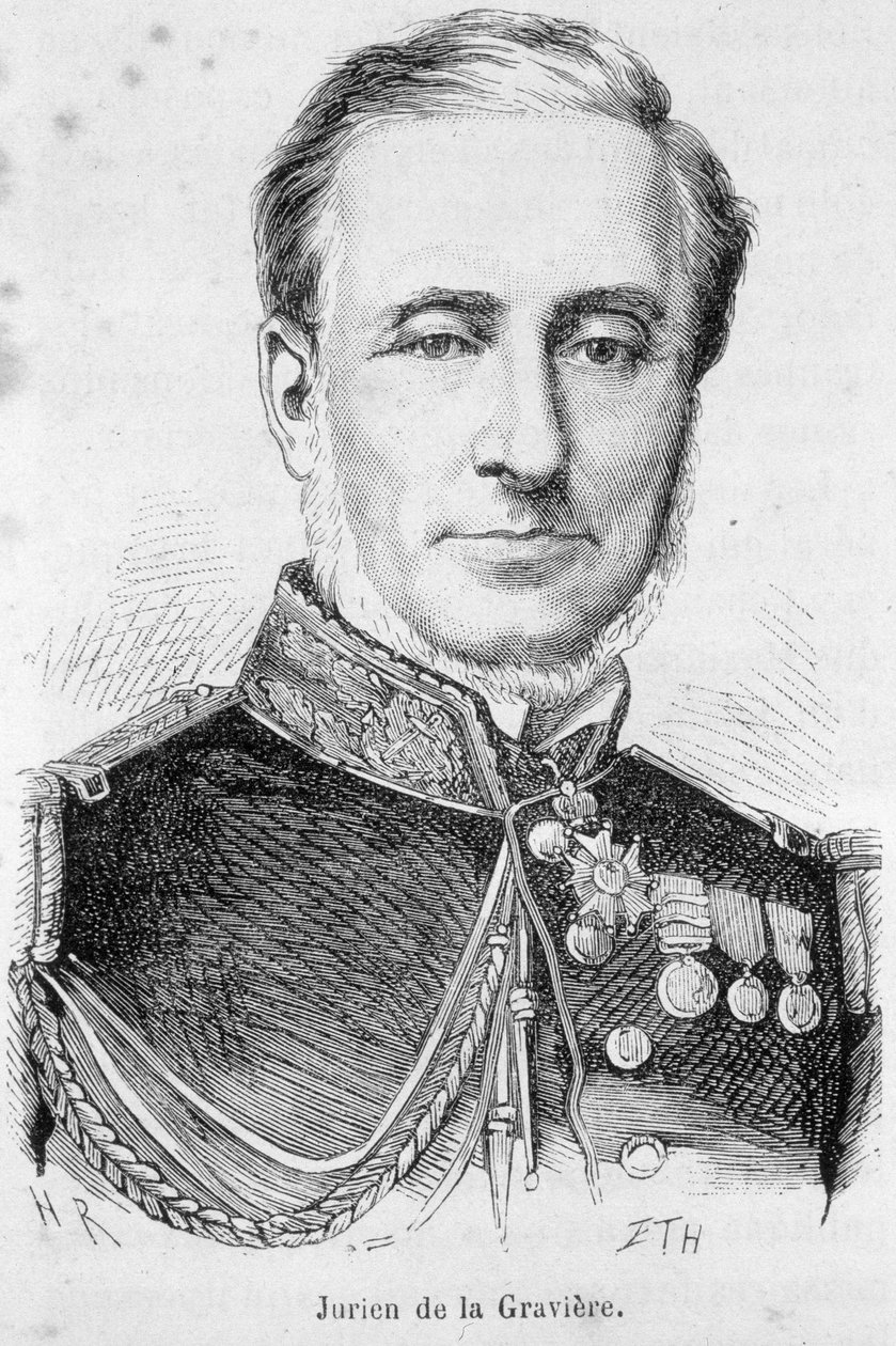 Portrait of Edmond Jurien de La Graviere (1812-1892), French Admiral. av Unknown artist