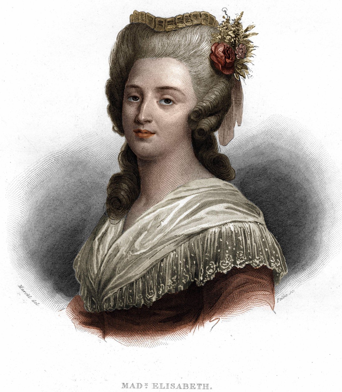Portrett av Elisabeth Philippine Marie Hélène av Frankrike, kjent som "" Madame Elisabeth", søster av kong Louis XVI (1764-1794) av Unknown artist